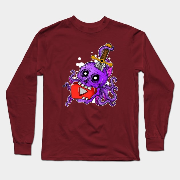 Skull Octopus Long Sleeve T-Shirt by DMD Art Studio